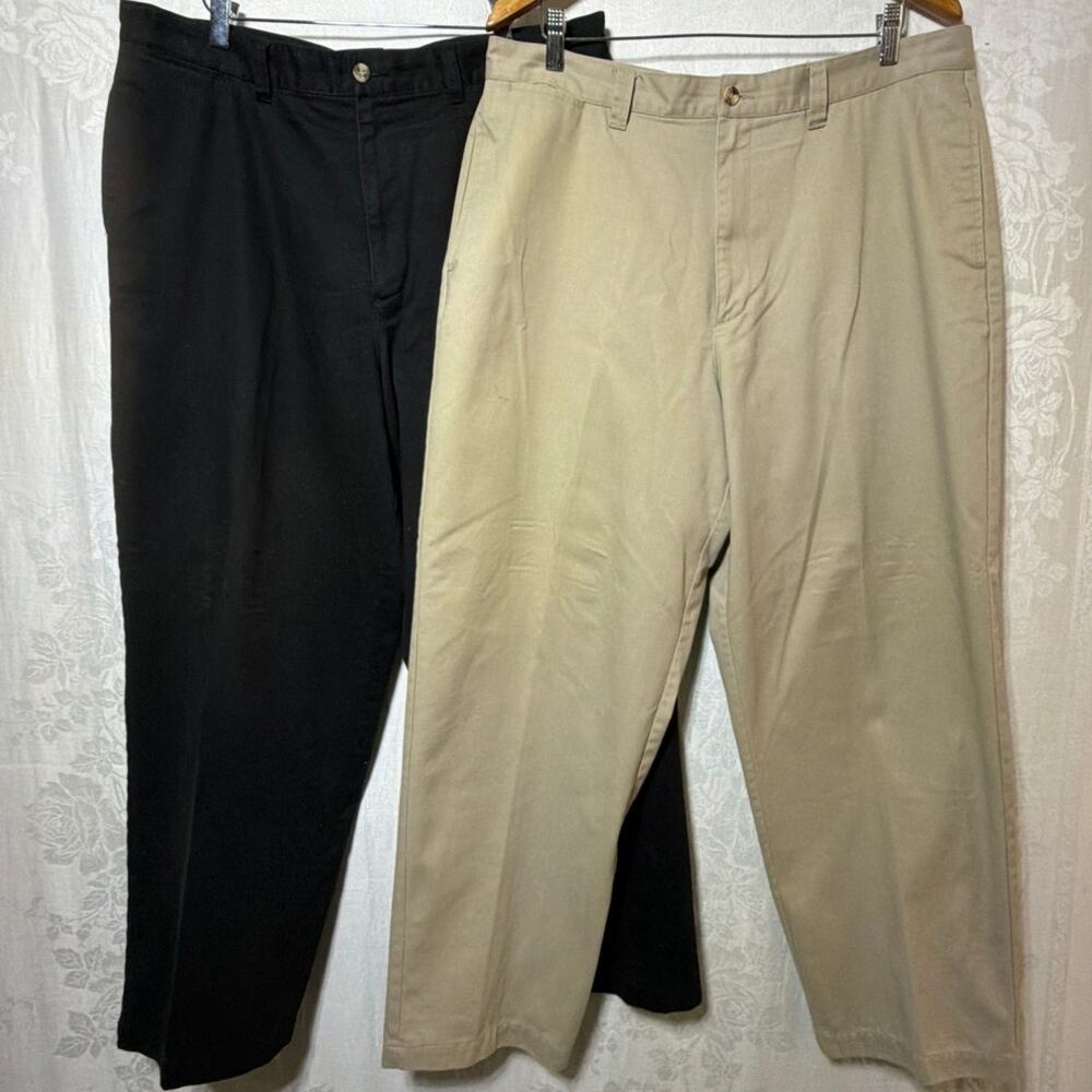 ALK Authentic Laundered Khakis 38X30 Black Tan Lot of 2 Easy Care